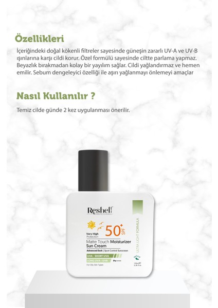 Yağlı Ciltlere Özel Mat Bitişli Yüz Güneş Kremi Spf 50