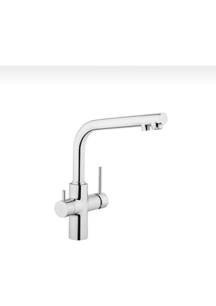 Arıtmalı Mutfak Bataryası Premium Tasarım Arıtıcılı Evye Musluğu Silver Gümüş Batarya