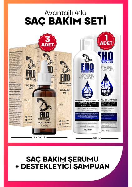 +3 Adet Saç Bakım Serumu + 1 Adet Bitkisel Şampuan Fırsat Seti