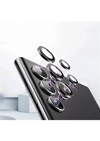 Kny Samsung Galaxy S23 Fe Için Renkli Tekli Metal Çerçeveli Kamera Lens Koruyucu