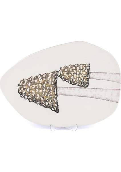 Amorf Yeşil Oval Seramik Servis 45X32CM