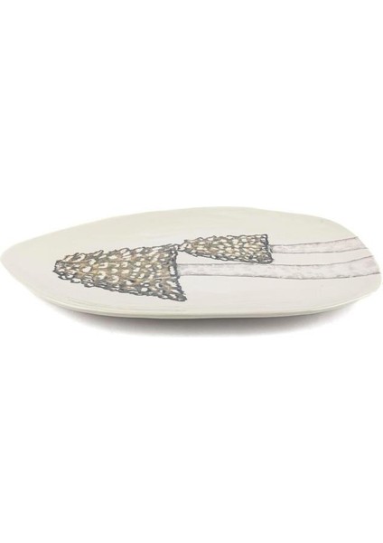 Amorf Yeşil Oval Seramik Servis 45X32CM