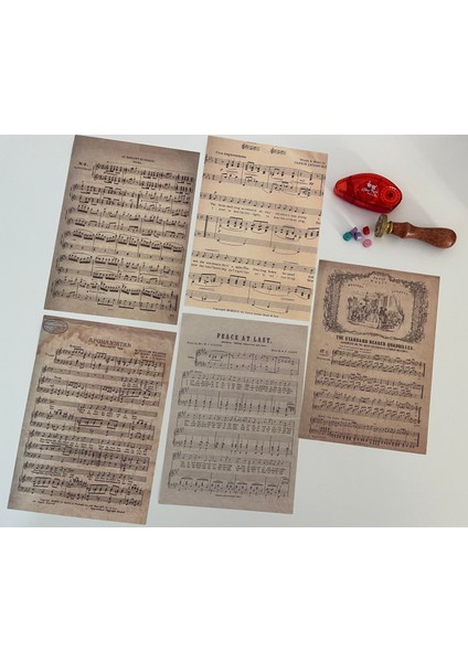 Vintage, Müzik Nota Kağıt Temalı Journal Set, Scrapbook, Bullet, Galeri Duvarı, Sanatsal Baskı
