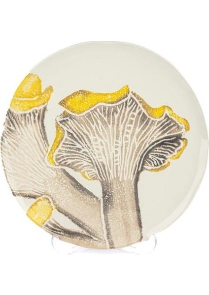 Amorf Sarı Seramik Pasta Tabağı 23CM