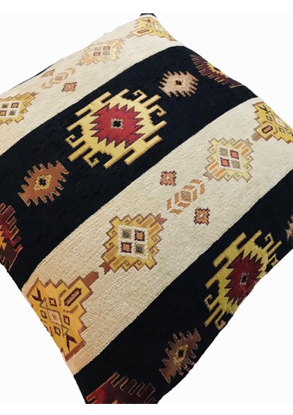 Kilim Desenli Siyah Kırlent Kılıfı Seti -2 Adet 45CM*45CM