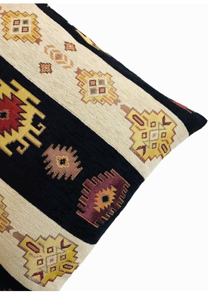 Kilim Desenli Siyah Kırlent Kılıfı Seti -2 Adet 45CM*45CM