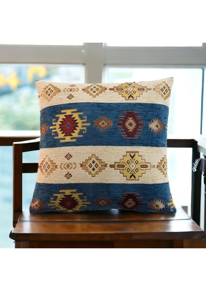 Kilim Desenli Açık Mavi Kırlent Kılıfı Seti -2 Adet 45CM*45CM
