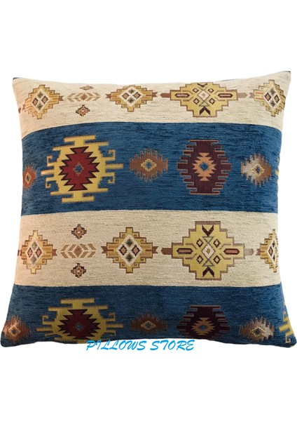 Kilim Desenli Açık Mavi Kırlent Kılıfı Seti -2 Adet 45CM*45CM