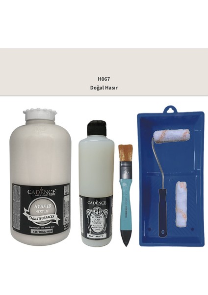 Mobilya Boyası - Multisurface H - 067 Doğal Hazır 2000 ml Ultimate Vernik Mat 500 ml Saten Rulo Set