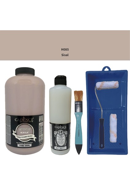 Mobilya Boyası - Multisurface H - 085 Sisal 2000 ml Ultimate Vernik Mat 500 ml Saten Rulo Set