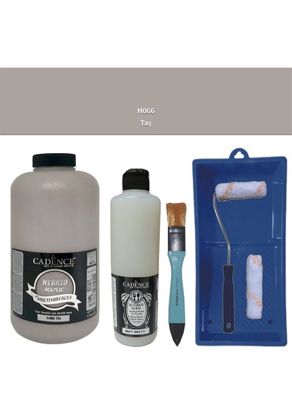 Mobilya Boyası - Multisurface H - 066 Taş 2000 ml Ultimate Vernik Mat 500 ml Saten Rulo Set