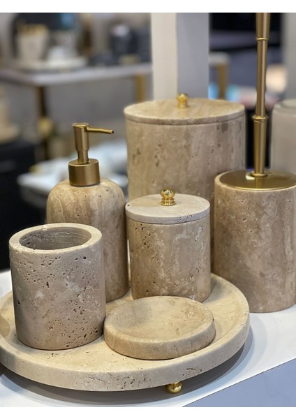 11 Parça Traverten Mermer Banyo Takımı