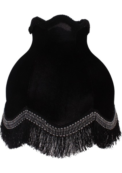 Siyah Abajur Kadife Kaplı Kristal Cam Klasik Krom Metal Ayak Vintage Saçak Ab0740 fiyatları