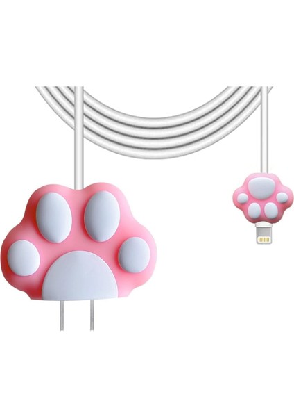 Apple Yeni Nesil Şarj Başlık ve Kablo Koruyucu Seti Pembe Kedi Pati Tasarımlı fiyatları