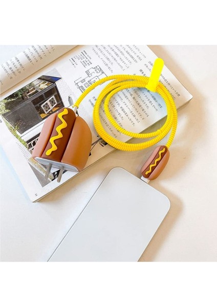 Iphone 20W Uyumlu Şarj Başlık Kablo Koruyucu ve Spiral Kablo Koruyucu 3 Lü Set Hotdog