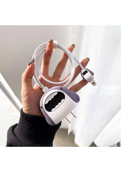 Iphone 20W Uyumlu Şarj Başlık Kablo Koruyucu ve Spiral Kablo Koruyucu 3 Lü Set Jaws
