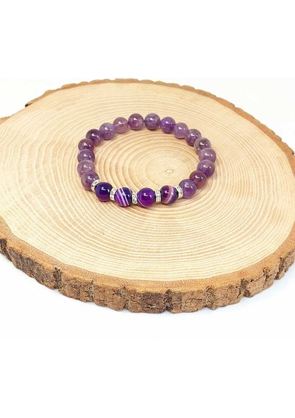 Ametist Ağırlıklı Mor Akik Taşı 8mm Bileklik (Mor Renkler Serisi) fırsatları