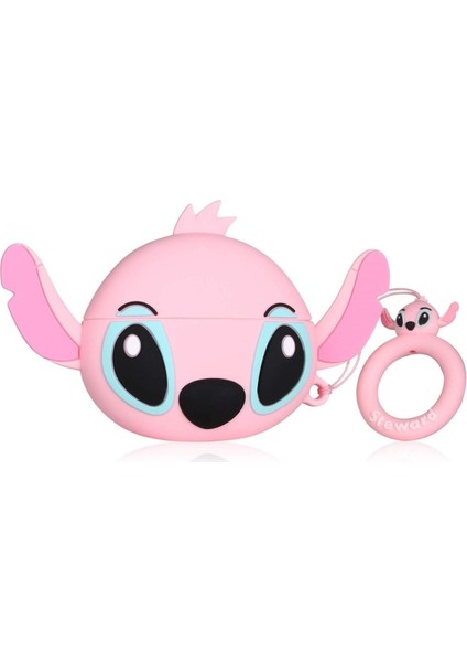 3.nesil Kulaklık Kılıfı Pembe Stitch Silikon Kılıf