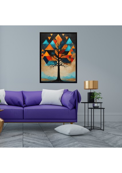 Çerçeveli Modern Ağaç Tablo -Kanvas Baskı Tablo - Tablo Dıştan Dışa Ölçü 55CMX75CM