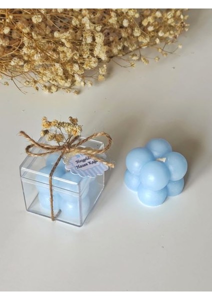 Kutulu Mini Bubble Mum Hediyelik- Mavi (25'li)