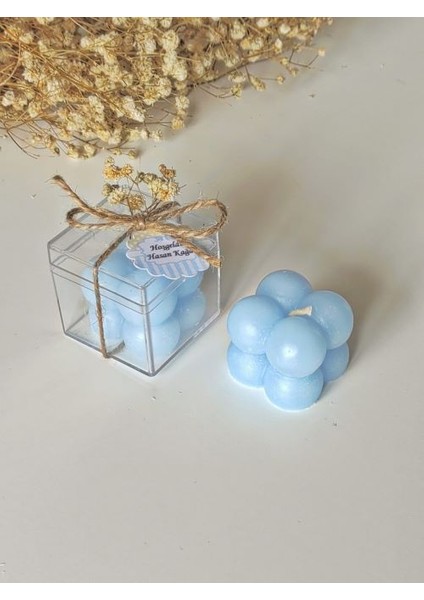 Kutulu Mini Bubble Mum Hediyelik- Mavi (25'li)