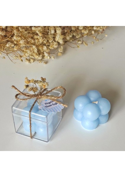 Kutulu Mini Bubble Mum Hediyelik- Mavi (25'li)