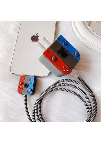 Iphone 20W Uyumlu Şarj Başlık Kablo Koruyucu ve Spiral Kablo Koruyucu 3 Lü Set Nintendo