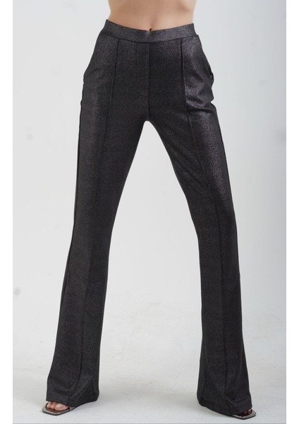 Siyah Nervürlü Simli Pantolon fiyatları