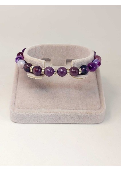 Mor Akik Ağırlıklı Ametist Taşı 8mm Bileklik (Mor Renkler Serisi) fiyatları