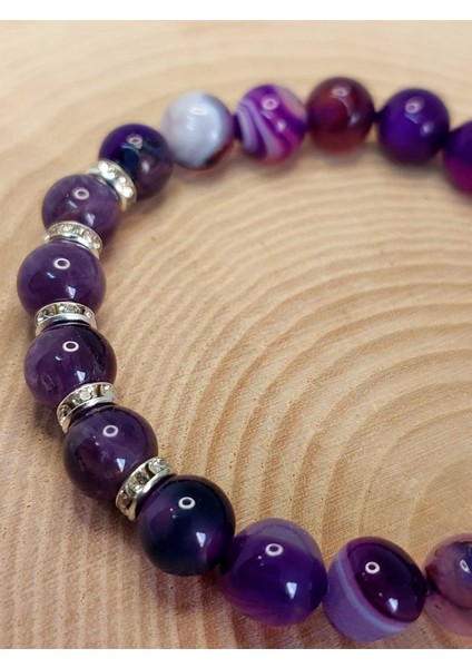 Mor Akik Ağırlıklı Ametist Taşı 8mm Bileklik (Mor Renkler Serisi) fırsatları