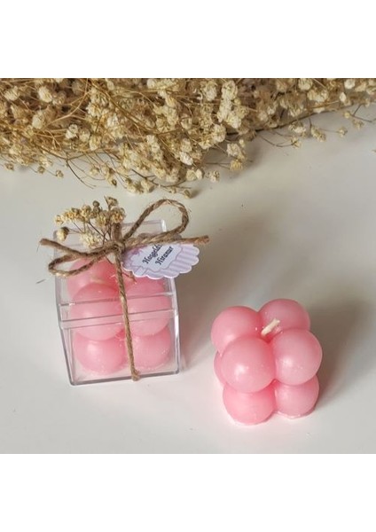 Kutulu Mini Bubble Mum Hediyelik-Pembe (25'li)