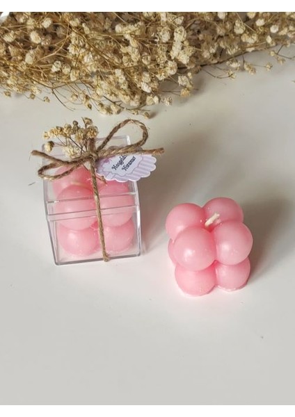 Kutulu Mini Bubble Mum Hediyelik-Pembe (25'li)