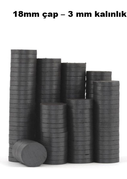 18X3 mm Yuvarlak Mıknatıs, Çok Amaçlı, Süsleme Mıknatısı, Ferrit Magnet -Kokulu Taş-Nişan Mıknatısı