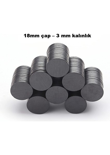 18X3 mm Yuvarlak Mıknatıs, Çok Amaçlı, Süsleme Mıknatısı, Ferrit Magnet -Kokulu Taş-Nişan Mıknatısı