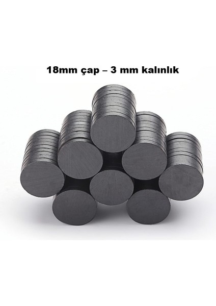 18X3 mm Yuvarlak Mıknatıs, Çok Amaçlı, Süsleme Mıknatısı, Ferrit Magnet -Kokulu Taş-Nişan Mıknatısı