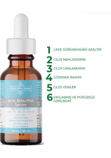 Aha+Bha+Pha Leke Gidermeye Yardımcı ve Yenileyici Cilt Serumu + Vitamin C Panthenol Collagen Serum 30 ml fırsatları
