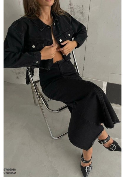 Bel Ucu Dikişsiz Denimceket