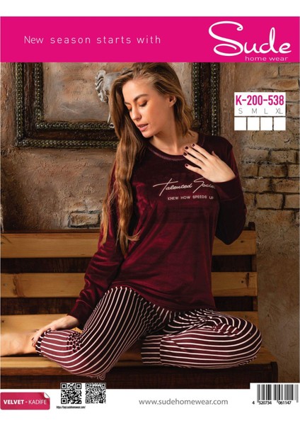 Kadın Kışlık Kadife Pijama Takımı 538- 1 Adet