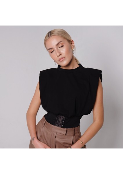 Shama Korseli Siyah T-Shirt