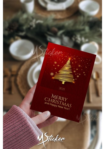 Yılbaşı Hediye Kartı 16 Adet Arkasına Not Yazılabilir Yeni Yıl Tebrik Kartı Özel Dokulu Kağıt modelleri