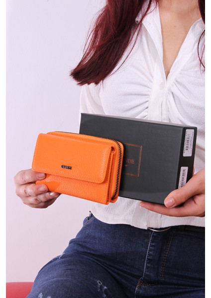 2754 Siyah Detay Deri Kadın Cüzdan Kartlık Clutch
