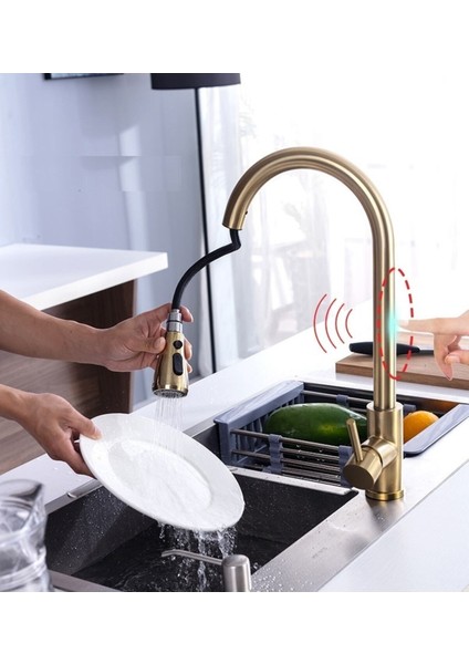 Mutfak Eviye Bataryası Mat Gold Smart Dokunmatik Fiskiyeli Yeni Ithal 7 Yıl Garantili