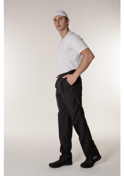 Siyah Aşçı ve Mutfak Erkek Şef Pantolon Ütü Dikişli modelleri