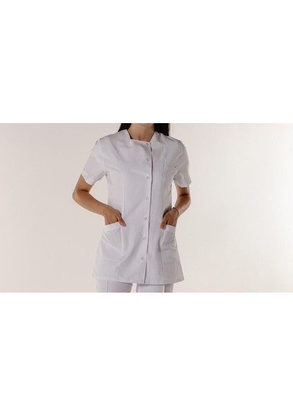 Beyaz Kadın Medikal Doktor Hemşire Ceketi Kare Yaka indirimleri