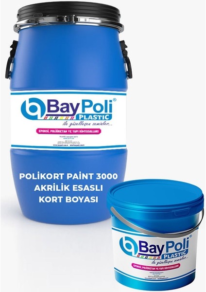 Polikort Paint 3000 Akrilik Spor Saha Son Kat Boyası 5 kg - Yeşil