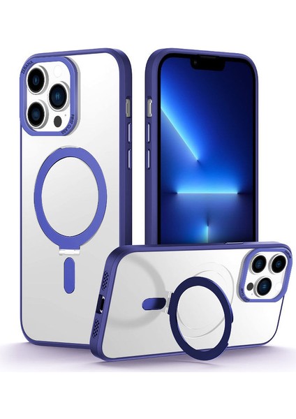 Apple iPhone 12 Pro Max Uyumlu Kılıf Zebana First Class Standlı Kılıf (Kablosuz Şarj Destekli) Lacivert