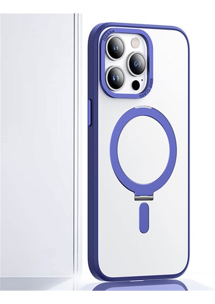 Apple iPhone 12 Pro Max Uyumlu Kılıf Zebana First Class Standlı Kılıf (Kablosuz Şarj Destekli) Lacivert