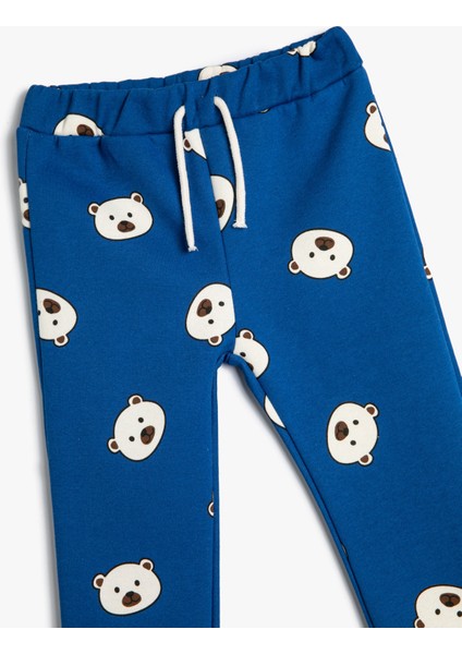 Jogger Eşofman Altı Ayıcık Baskılı Beli Bağlamalı modelleri