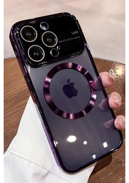 Apple iPhone 14 Pro Max Uyumlu Full Lens Magsafe Tam Kamera Korumalı Mor Kılıf fiyatları