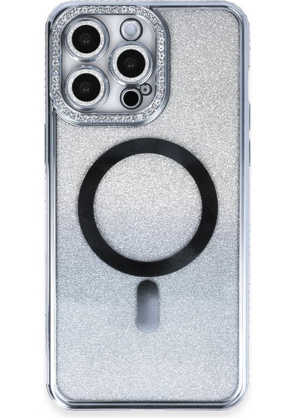 Apple iPhone 13 Pro Max Kılıf Joke Simli Magneticsafe Kılıf - Mavi